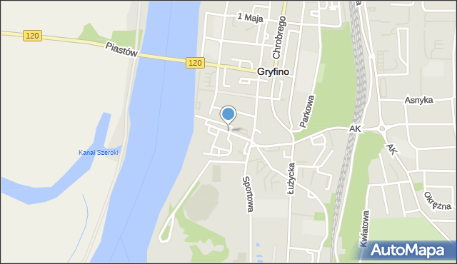 Gryfino, Rapackiego Adama, mapa Gryfino