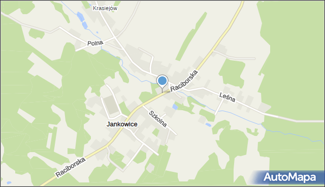 Jankowice gmina Kuźnia Raciborska, Raciborska, mapa Jankowice gmina Kuźnia Raciborska