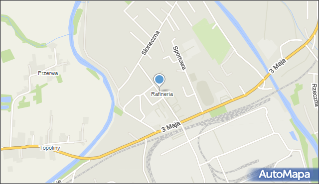 Jasło, Rafineryjna, mapa Jasła