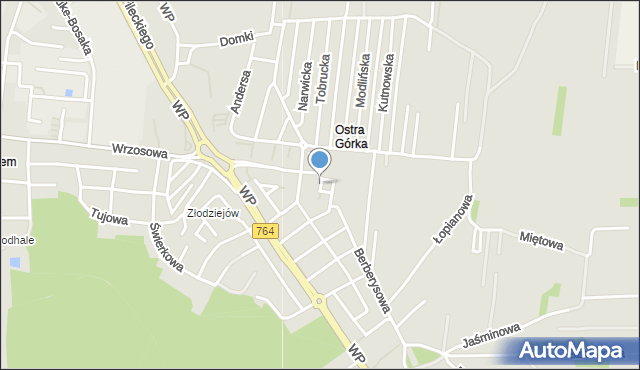 Kielce, Raginisa Władysława, mjr., mapa Kielc