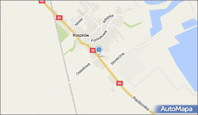 Roszków gmina Krzyżanowice, Raciborska, mapa Roszków gmina Krzyżanowice