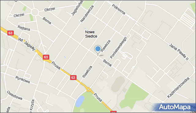 Siedlce, Rawicza Władysława, mapa Siedlce