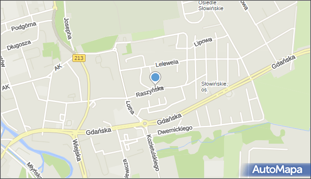 Słupsk, Raszyńska, mapa Słupska