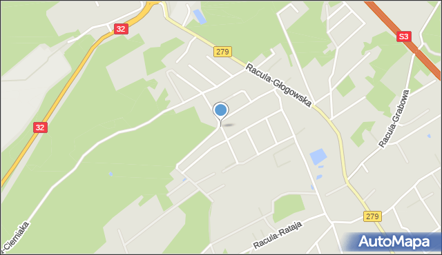 Zielona Góra, Racula-Dunikowskiego Ksawerego, mapa Zielona Góra