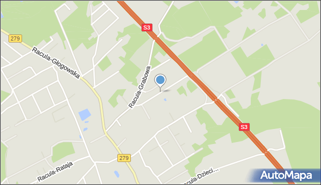 Zielona Góra, Racula-Kalinowa, mapa Zielona Góra