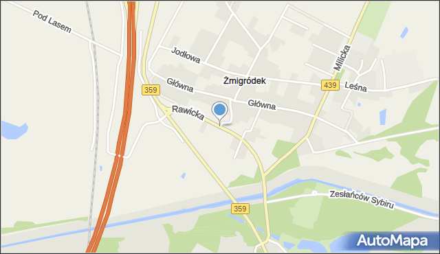 Żmigródek, Rawicka, mapa Żmigródek