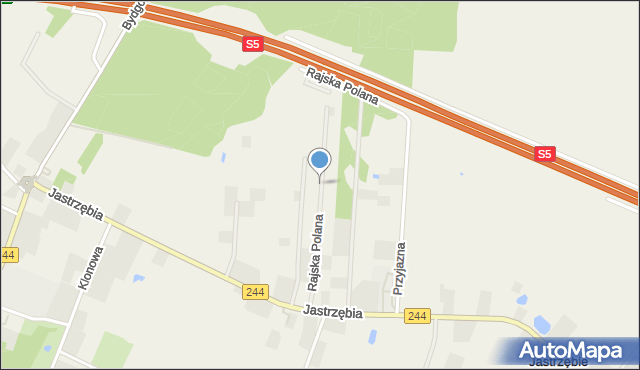 Żołędowo gmina Osielsko, Rajska Polana, mapa Żołędowo gmina Osielsko
