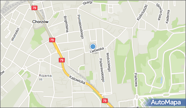 Chorzów, Redena Fryderyka Wilhelma, mapa Chorzów
