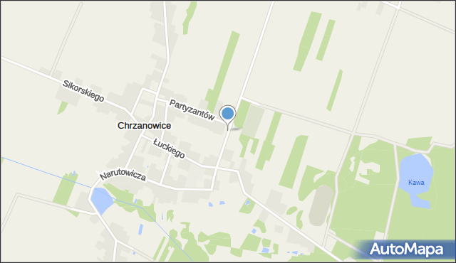 Chrzanowice gmina Gomunice, Reymonta Władysława, mapa Chrzanowice gmina Gomunice