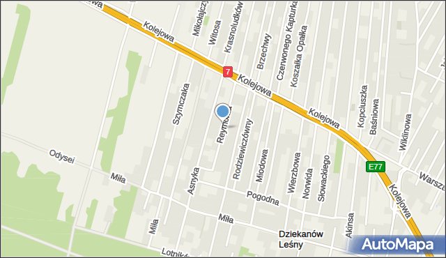 Dziekanów Leśny, Reymonta Władysława, mapa Dziekanów Leśny