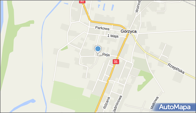 Górzyca powiat słubicki, Reja Mikołaja, mapa Górzyca powiat słubicki