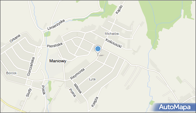 Maniowy, Reymonta Władysława, mapa Maniowy