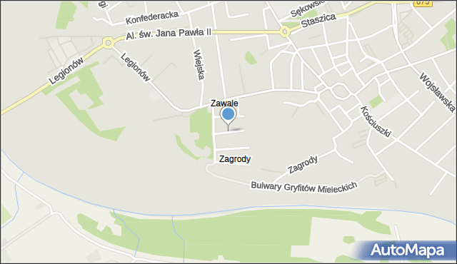 Mielec, Reymonta Władysława, mapa Mielca