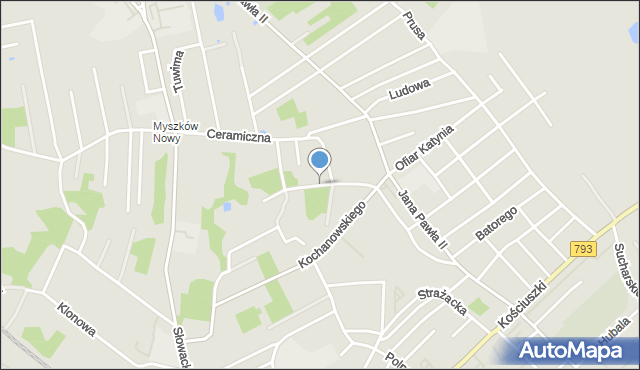 Myszków, Reja Mikołaja, mapa Myszków