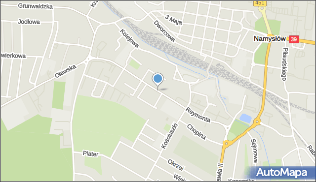 Namysłów, Reymonta Władysława, mapa Namysłów