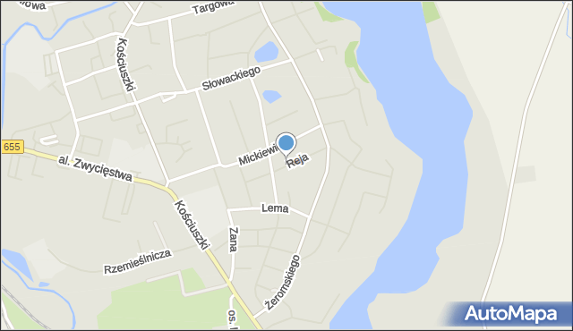 Olecko, Reja Mikołaja, mapa Olecko