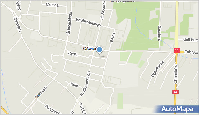 Oświęcim, Reymonta Władysława, mapa Oświęcimia