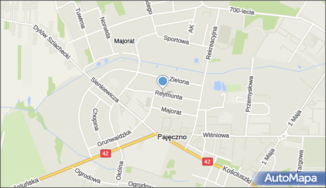 Pajęczno, Reymonta Władysława, mapa Pajęczno