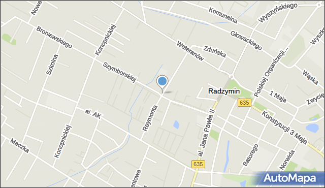 Radzymin powiat wołomiński, Reymonta Władysława, mapa Radzymin powiat wołomiński