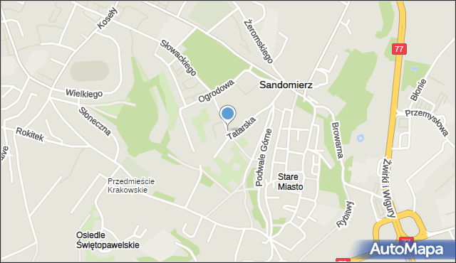 Sandomierz, Reformacka, mapa Sandomierza