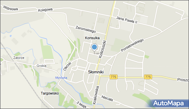 Słomniki, Rejtana Tadeusza, mapa Słomniki