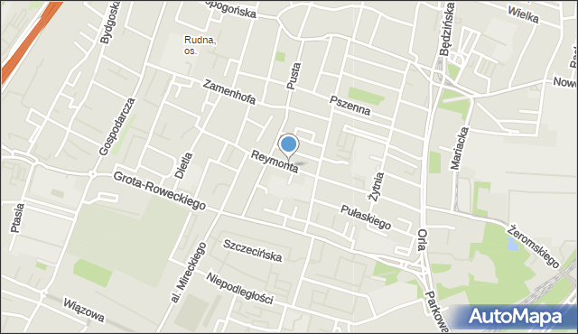 Sosnowiec, Reymonta Władysława, mapa Sosnowca