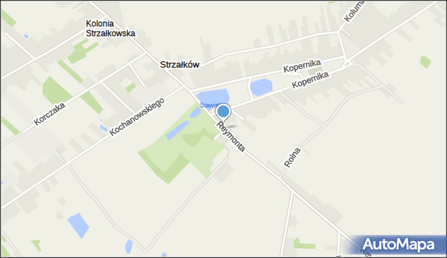 Strzałków gmina Radomsko, Reymonta Władysława, mapa Strzałków gmina Radomsko