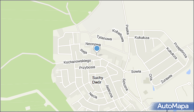 Suchy Dwór gmina Kosakowo, Reja Mikołaja, mapa Suchy Dwór gmina Kosakowo