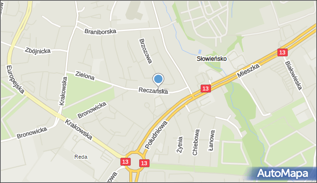 Szczecin, Reczańska, mapa Szczecina