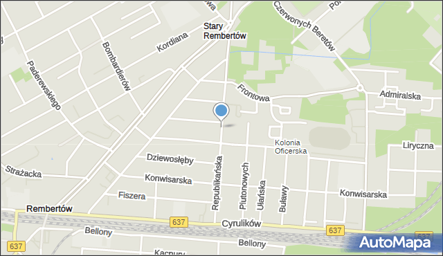Warszawa, Republikańska, mapa Warszawy