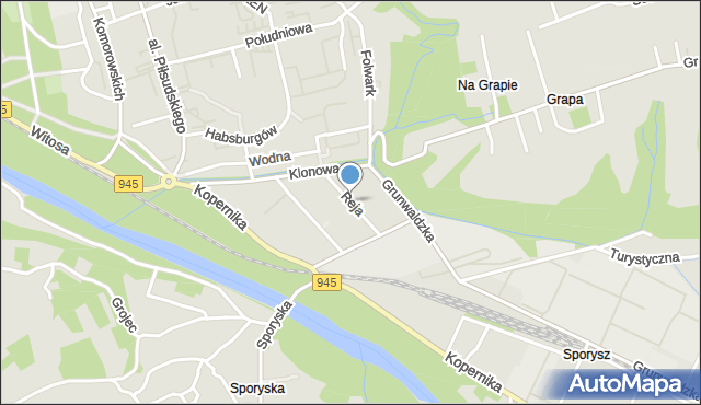 Żywiec, Reja Mikołaja, mapa Żywiec