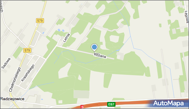 Adamów-Parcel, Różana, mapa Adamów-Parcel