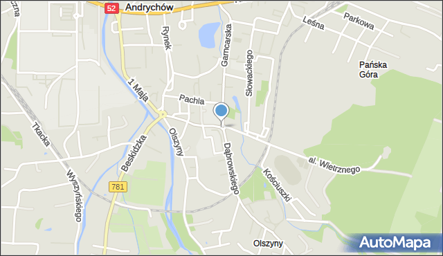 Andrychów, Rondo Józefa Sanaka, ks., mapa Andrychów