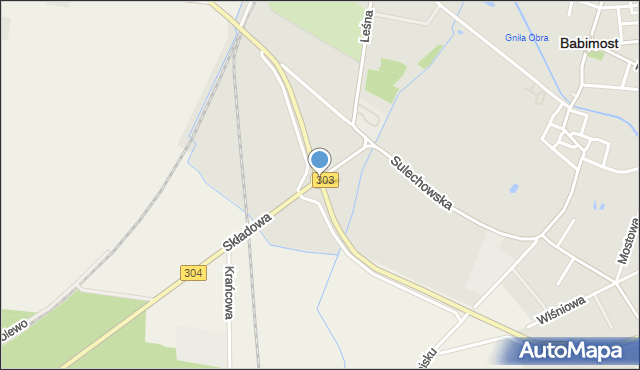Babimost, Rondo Miasta Partnerskiego Neuruppin, mapa Babimost