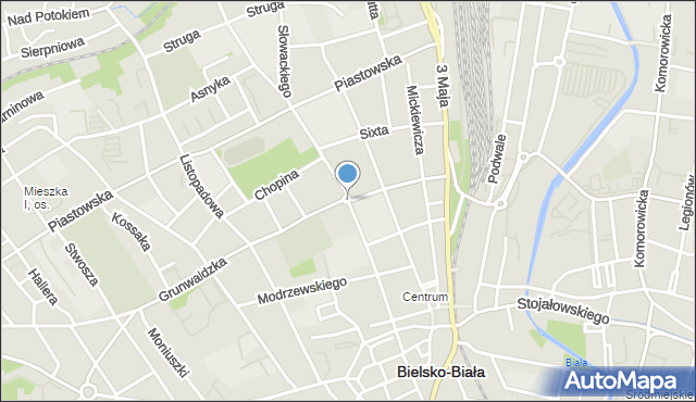 Bielsko-Biała, Rondo Libionki Anieli, mapa Bielsko-Białej