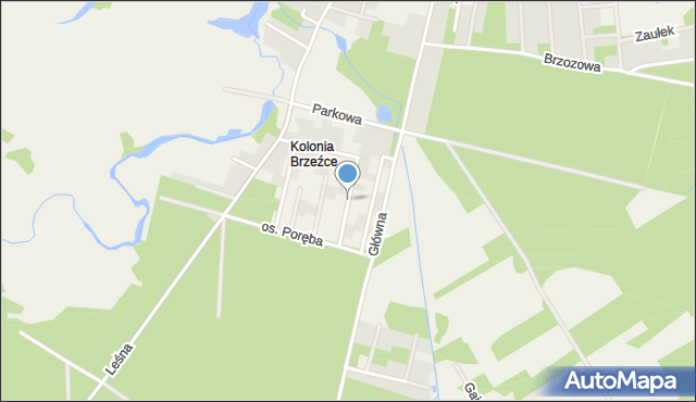 Brzeźce gmina Białobrzegi, Różana, mapa Brzeźce gmina Białobrzegi