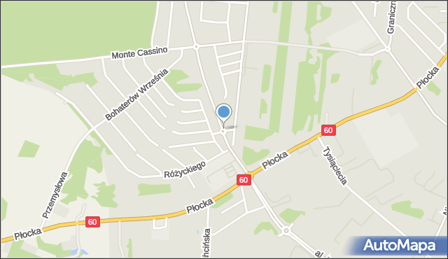 Ciechanów, Rondo Siedzikówny-Inki Danuty, mapa Ciechanów