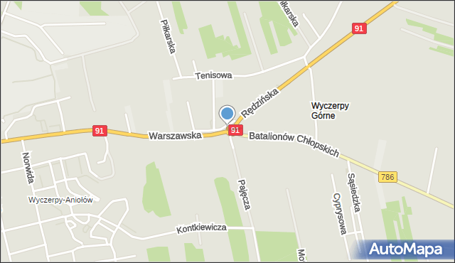 Częstochowa, Rondo Omyły-Wojtka, mapa Częstochowy