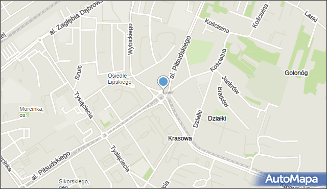 Dąbrowa Górnicza, Rondo Budowniczych Huty Katowice, mapa Dąbrowa Górnicza