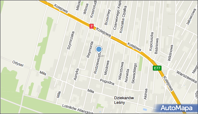 Dziekanów Leśny, Rodziewiczówny Marii, mapa Dziekanów Leśny