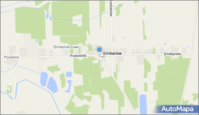 Emilianów gmina Koźminek, Rondo Zjednoczonej Europy, mapa Emilianów gmina Koźminek
