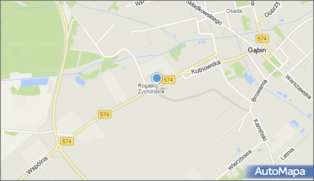 Gąbin powiat płocki, Rogatki Żychlińskie, mapa Gąbin powiat płocki