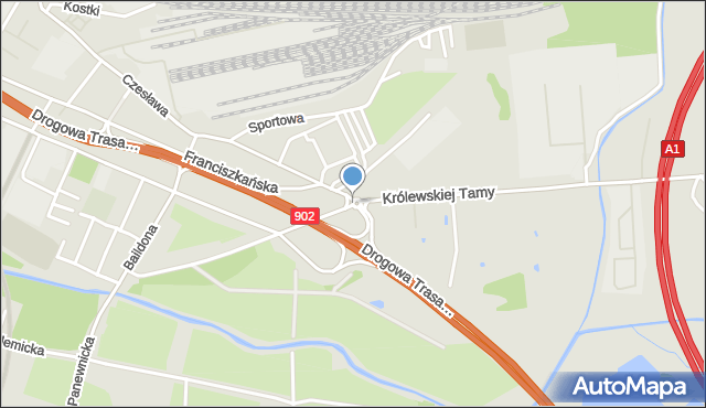 Gliwice, Rondo Królewskiej Tamy, mapa Gliwic