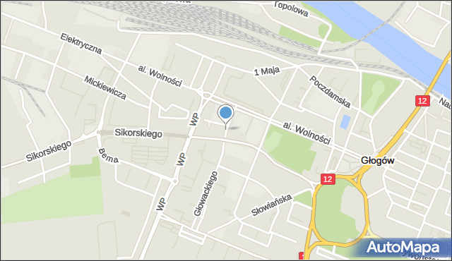 Głogów, Rozwadowskiego Tadeusza, gen., mapa Głogów