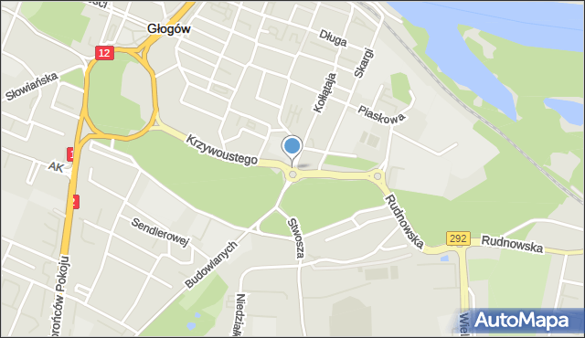 Głogów, Rondo Dmowskiego Romana, mapa Głogów