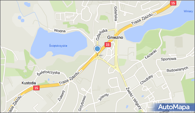 Gniezno, Rondo Polskiego Czerwonego Krzyża, mapa Gniezna
