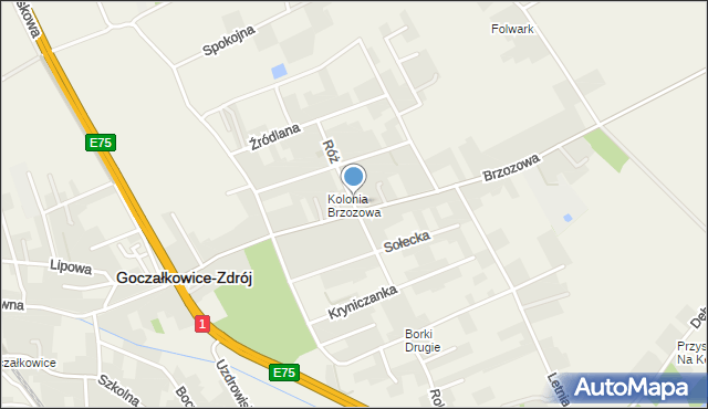 Goczałkowice-Zdrój, Róż, mapa Goczałkowice-Zdrój