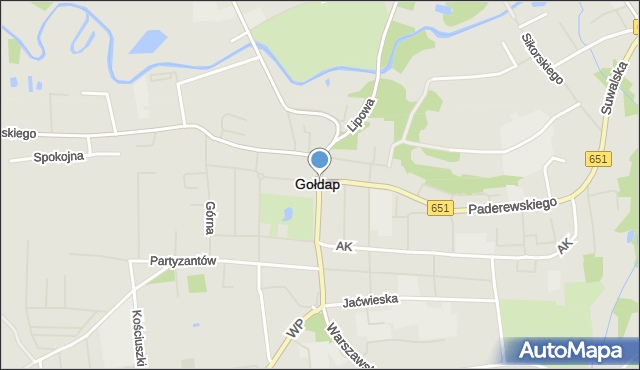 Gołdap, Rondo Kombatantów Rzeczypospolitej Polskiej i Byłych Więźniów Politycznych, mapa Gołdap