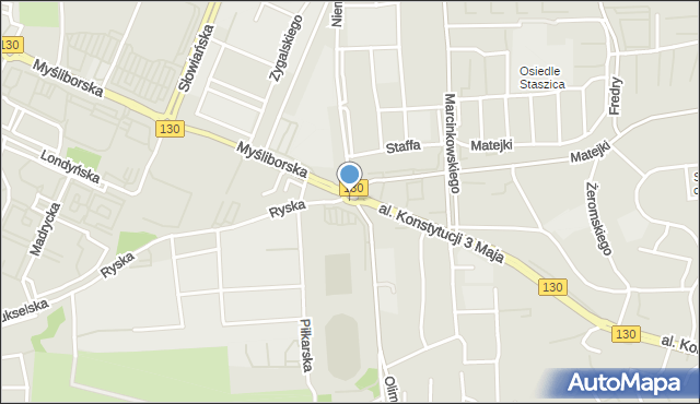 Gorzów Wielkopolski, Rondo Myśliborskie, mapa Gorzów Wielkopolski