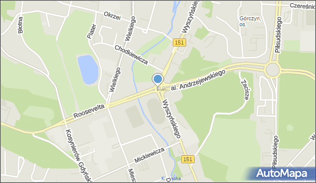 Gorzów Wielkopolski, Rondo Wyszyńskiego Stefana, ks. kard., mapa Gorzów Wielkopolski